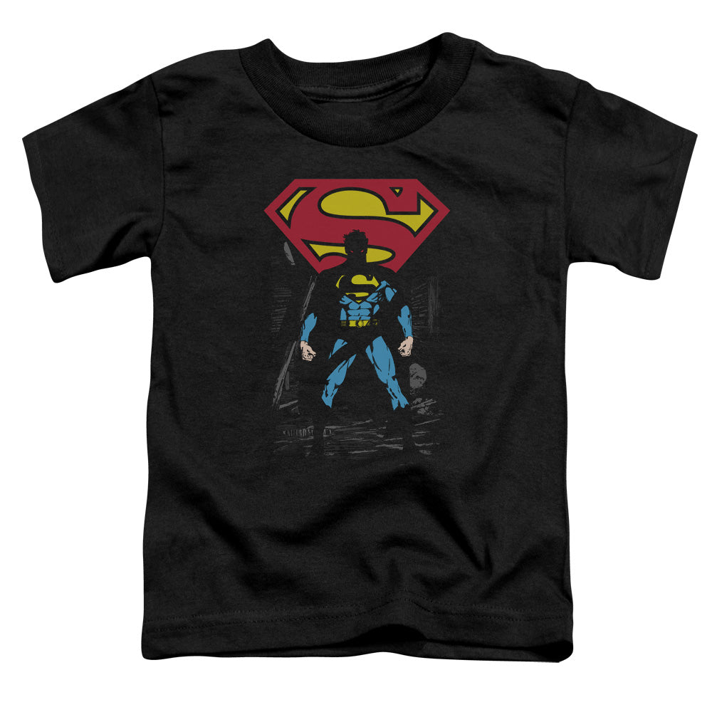 Superman Dark Alley Toddler Kids Youth T Shirt Black