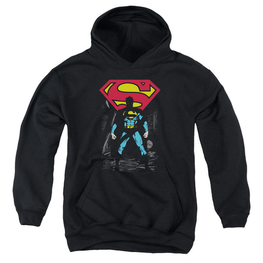 Superman Dark Alley Kids Youth Hoodie Black