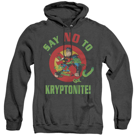 Superman Say No To Kryptonite Mens Heather Hoodie Black