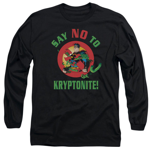 Superman Say No To Kryptonite Mens Long Sleeve Shirt Black