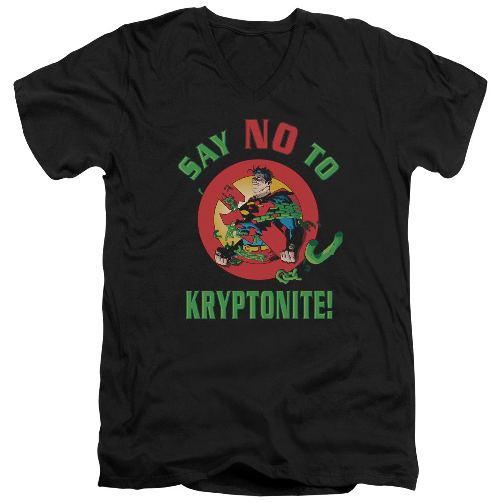 Superman Say No To Kryptonite S S Adult V Neck Black