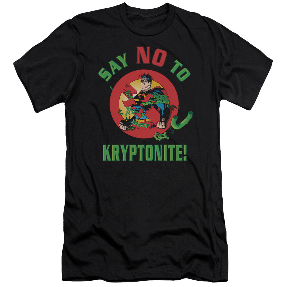 Superman Say No To Kryptonite Slim Fit Mens T Shirt Black