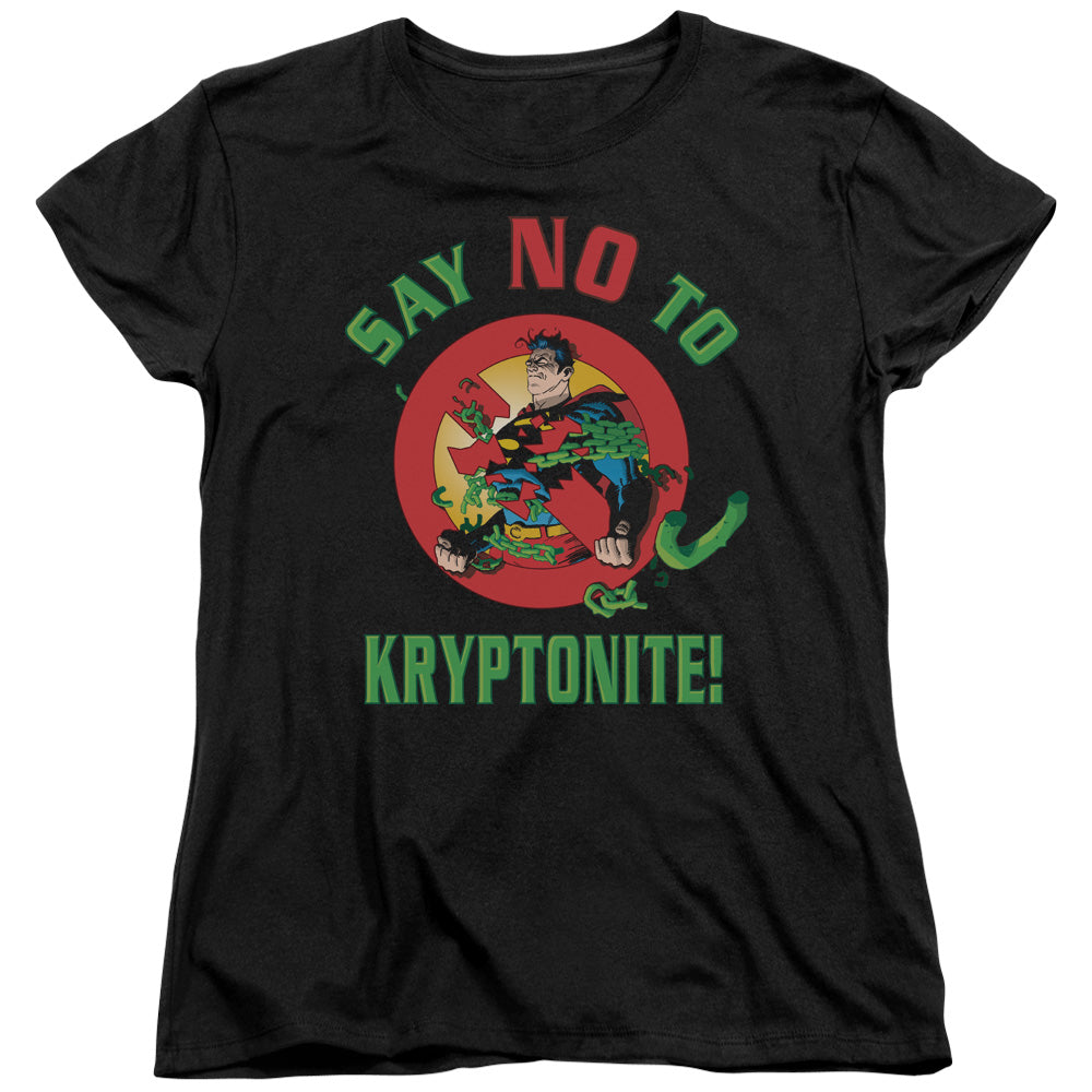 Superman Say No To Kryptonite Womens T Shirt Black