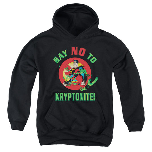 Superman Say No To Kryptonite Kids Youth Hoodie Black