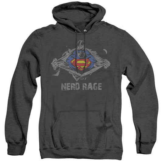 Superman Nerd Rage Mens Heather Hoodie Black