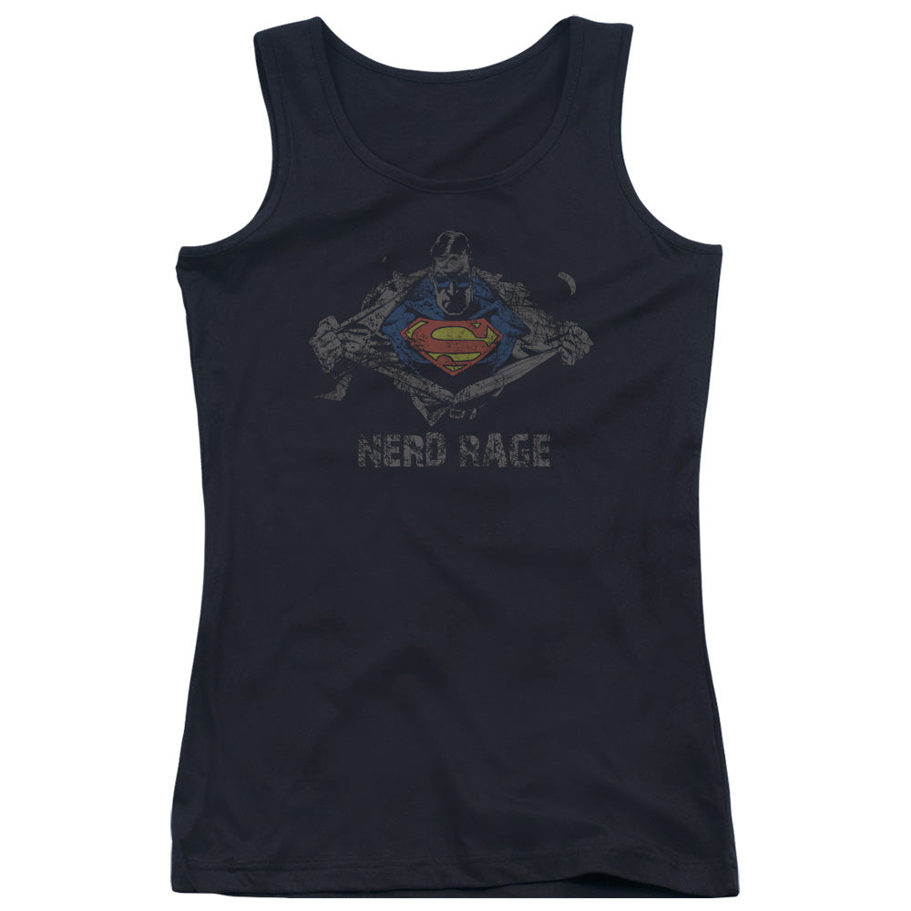 Superman Nerd Rage Womens Tank Top Shirt Black