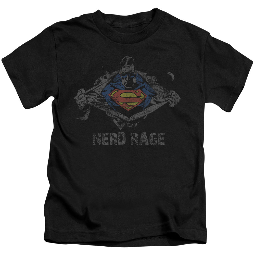 Superman Nerd Rage Juvenile Kids Youth T Shirt Black