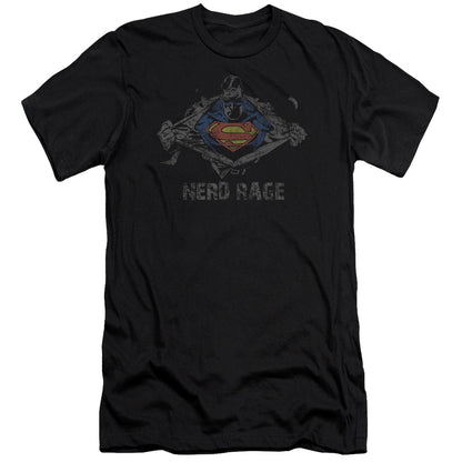 Superman Nerd Rage Premium Bella Canvas Slim Fit Mens T Shirt Black