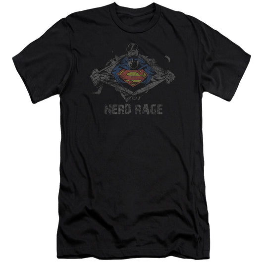 Superman Nerd Rage Slim Fit Mens T Shirt Black