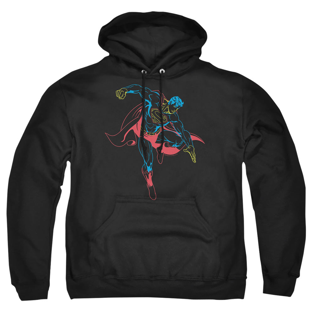 Superman Neon Superman Mens Hoodie Black