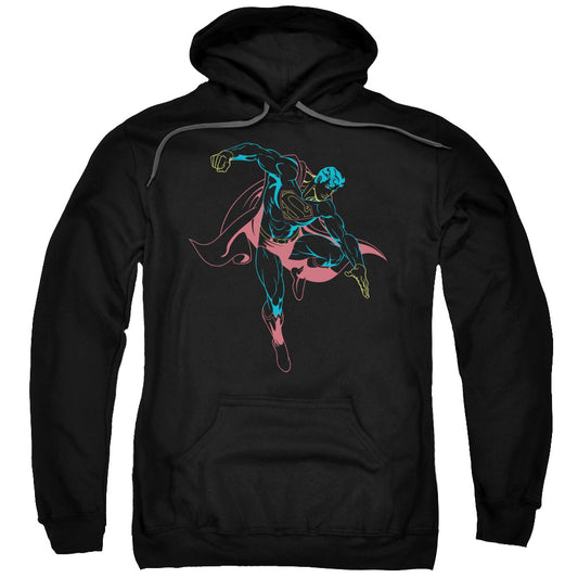 Superman Neon Superman Mens Hoodie Black