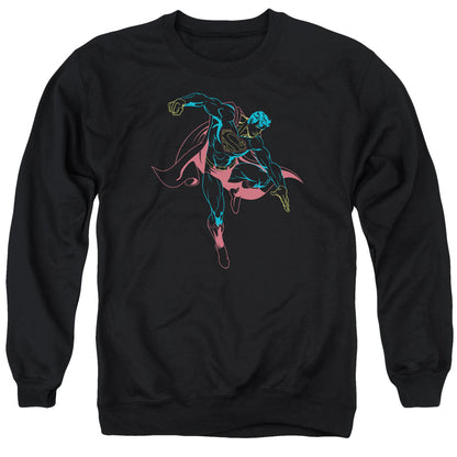 Superman Neon Superman Mens Crewneck Sweatshirt Black