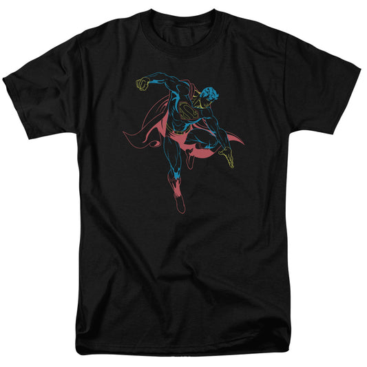 Superman Neon Superman Mens T Shirt Black