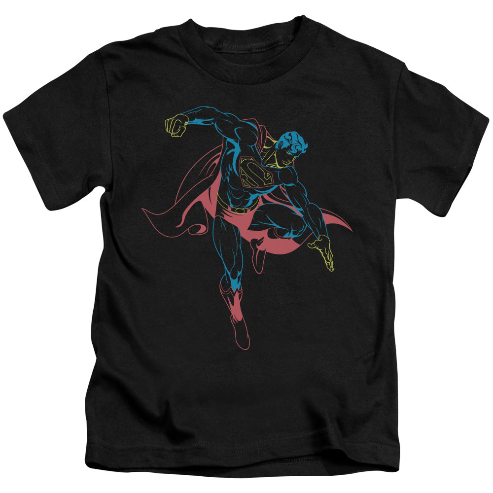 Superman Neon Superman Juvenile Kids Youth T Shirt Black