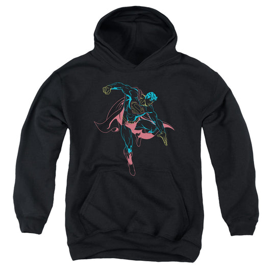 Superman Neon Superman Kids Youth Hoodie Black