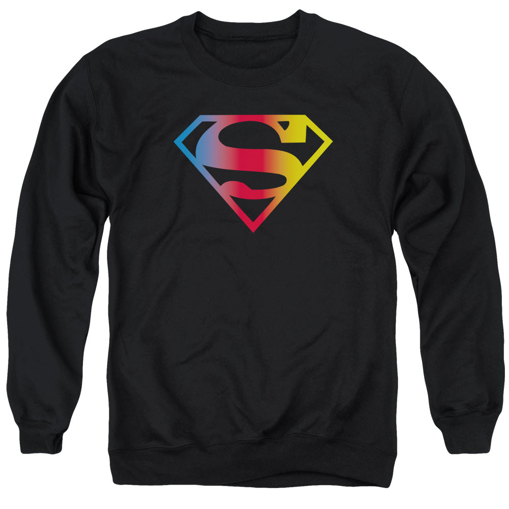 Superman Gradient Superman Logo Mens Crewneck Sweatshirt Black