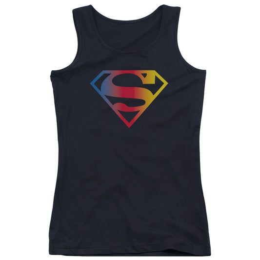 Superman Gradient Superman Logo Womens Tank Top Shirt Black