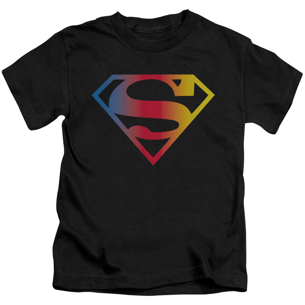 Superman Gradient Superman Logo Juvenile Kids Youth T Shirt Black