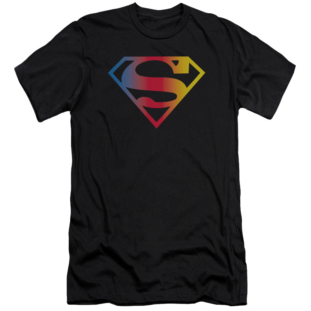 Superman Gradient Superman Logo Slim Fit Mens T Shirt Black