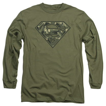 Superman Super Camo Mens Long Sleeve Shirt Military Green