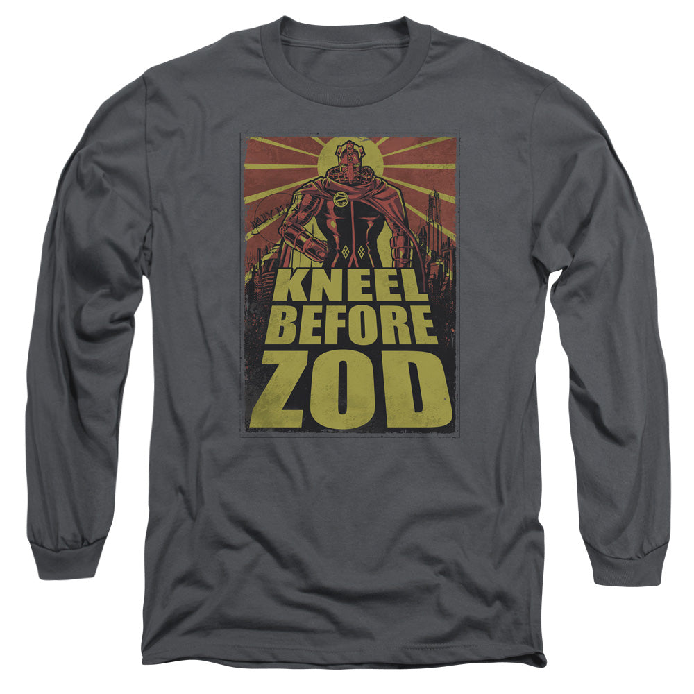 Superman Zod Poster Mens Long Sleeve Shirt Charcoal