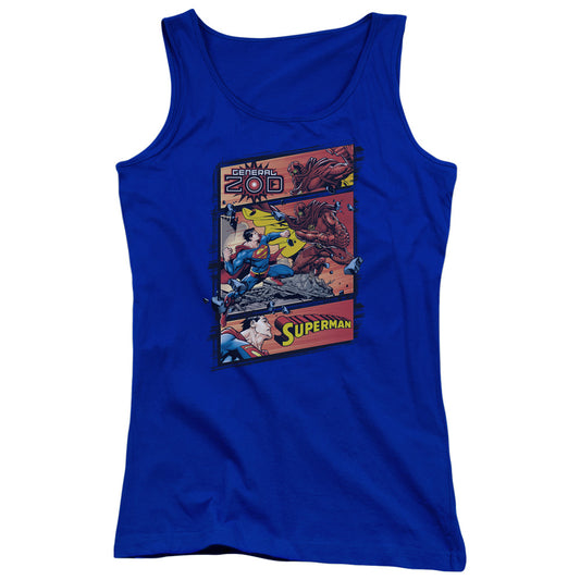 Superman Superman Vs Zod Womens Tank Top Shirt Royal Blue