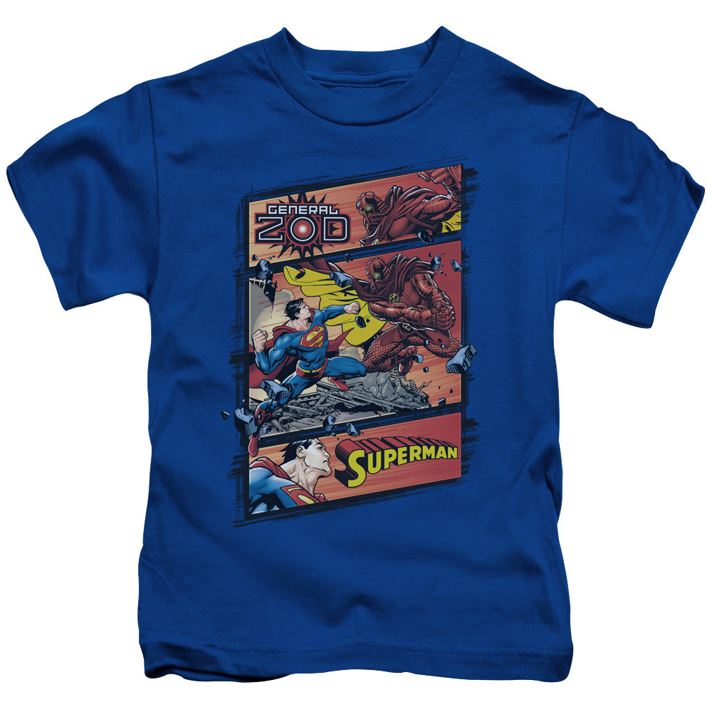 Superman Superman Vs Zod Juvenile Kids Youth T Shirt Royal Blue