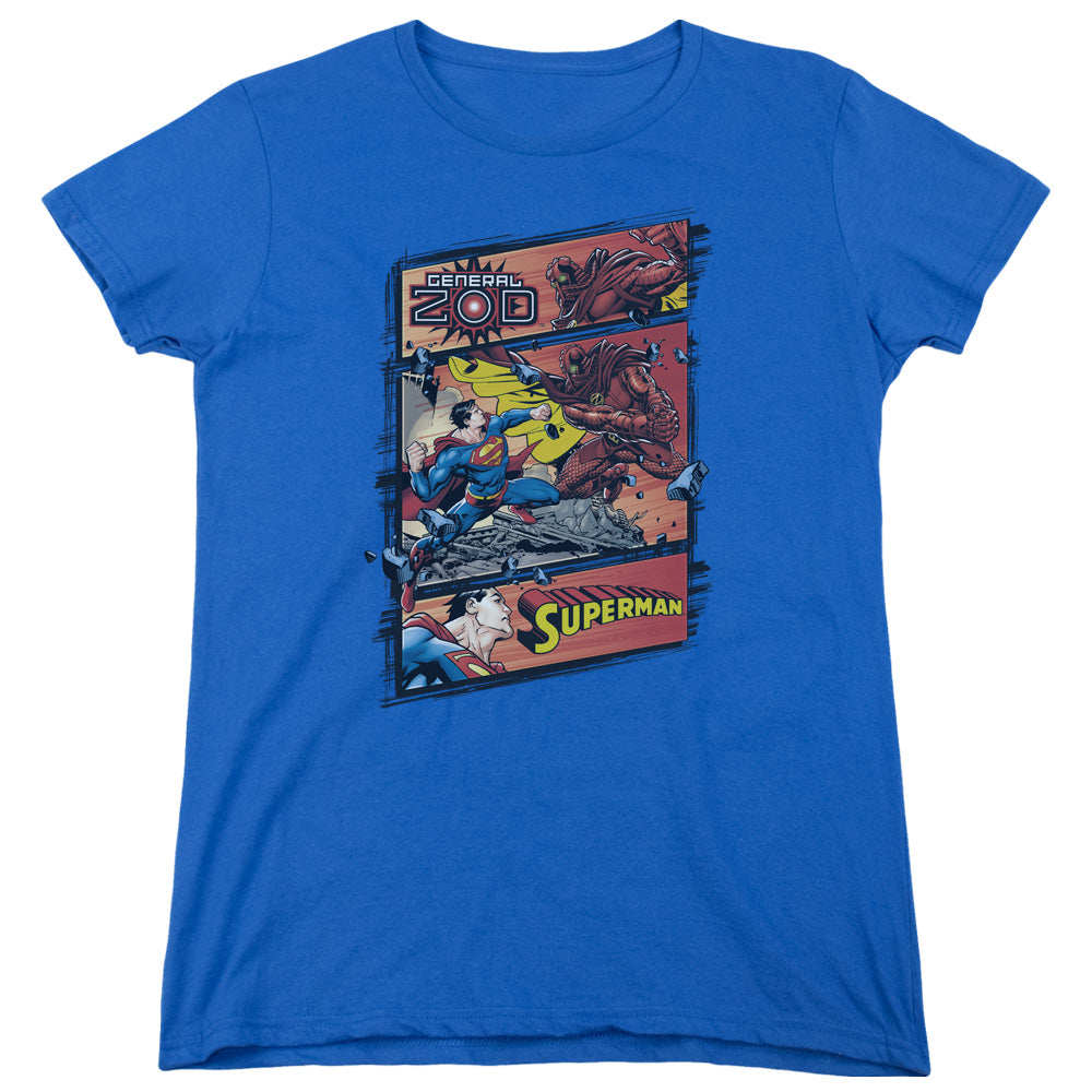 Superman Superman Vs Zod Womens T Shirt Royal Blue