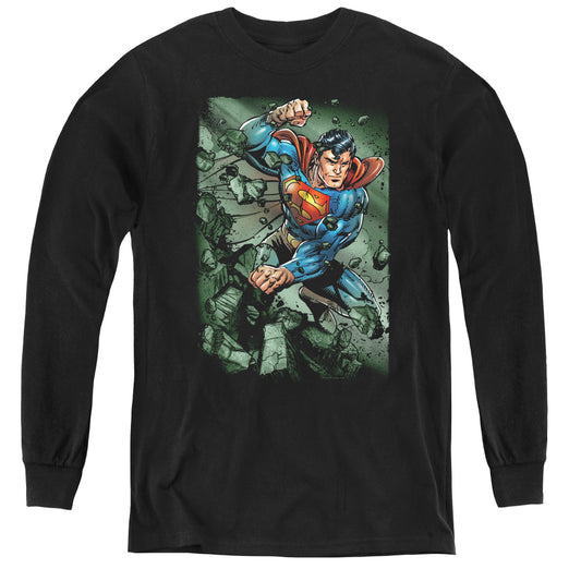 Superman Indestructible Long Sleeve Kids Youth T Shirt Black