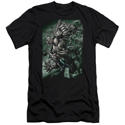 Superman Doomsday Destruction Premium Bella Canvas Slim Fit Mens T Shirt Black