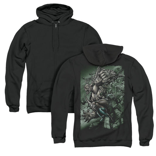 Superman Doomsday Destruction Back Print Zipper Mens Hoodie Black