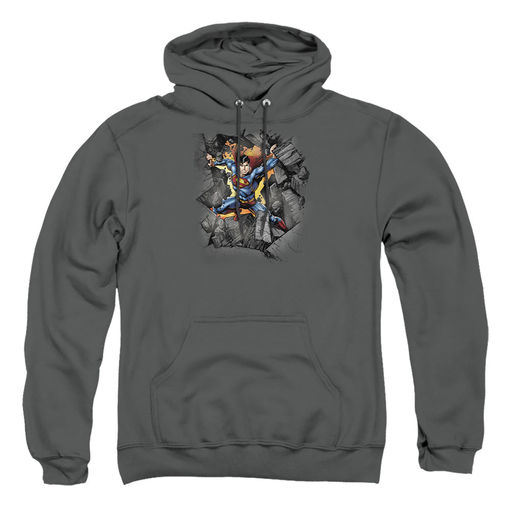 Superman Break On Through Mens Hoodie Charcoal