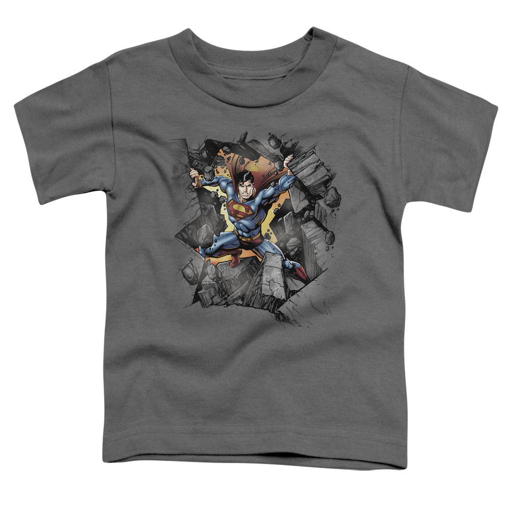 Superman Break On Through Toddler Kids Youth T Shirt Charcoal