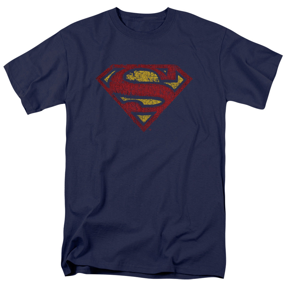 Superman Crackle S Mens T Shirt Navy Blue