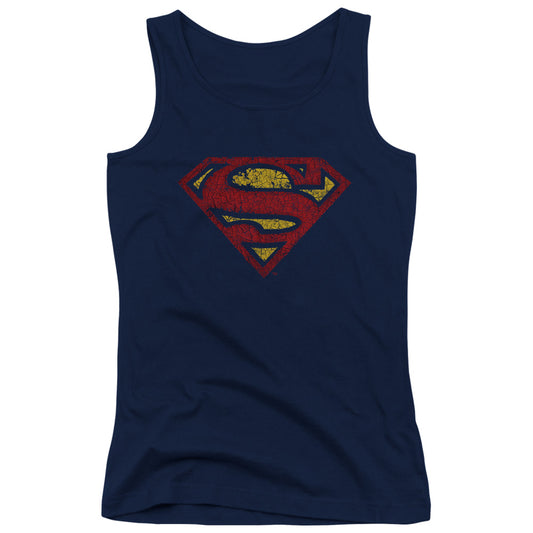 Superman Crackle S Womens Tank Top Shirt Navy