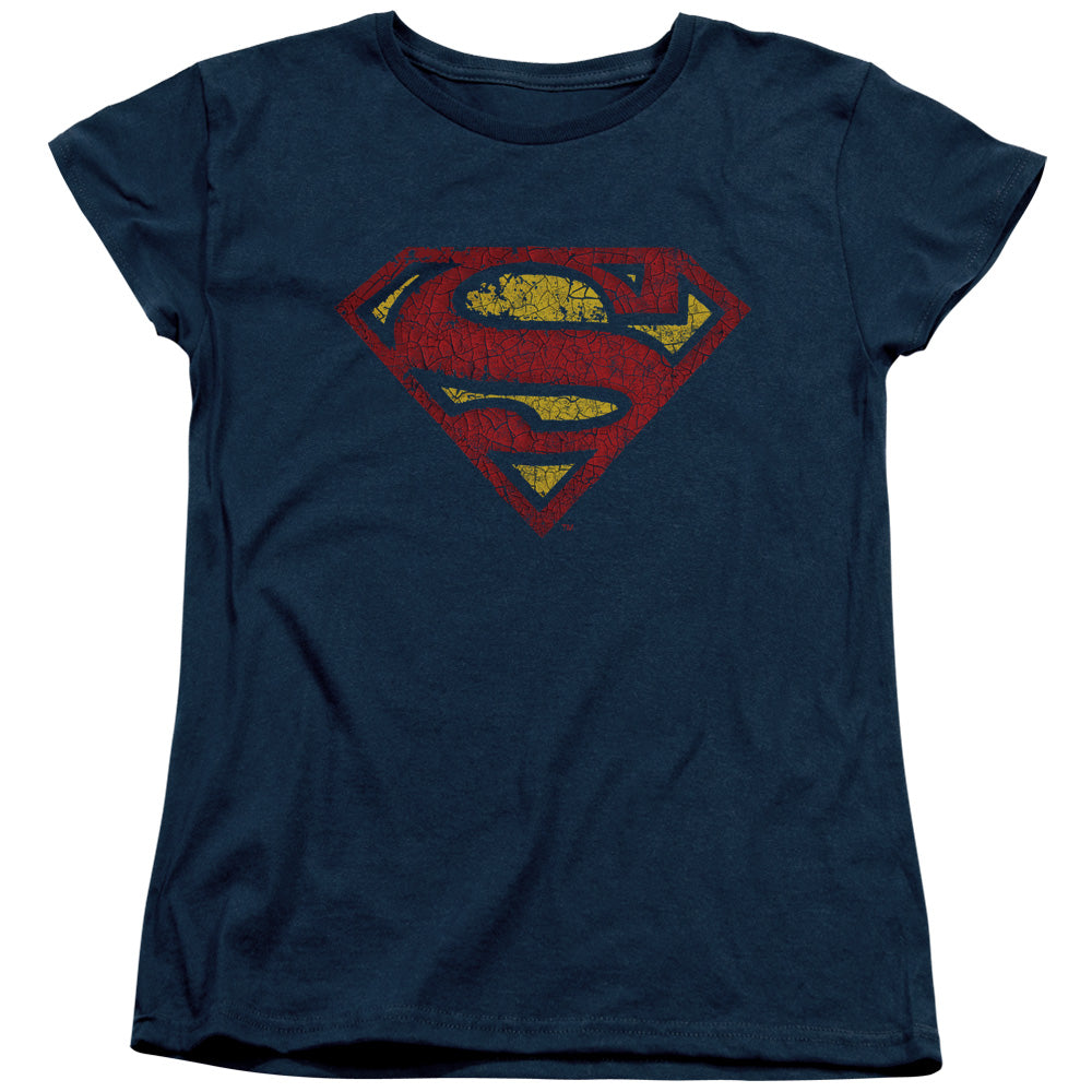 Superman Crackle S Womens T Shirt Navy