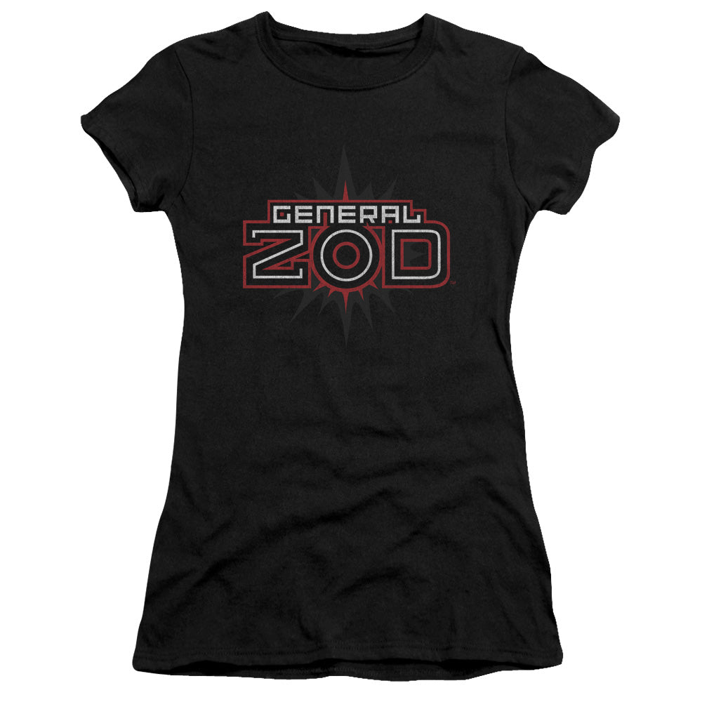 Superman Zod Logo Junior Sheer Cap Sleeve Womens T Shirt Black