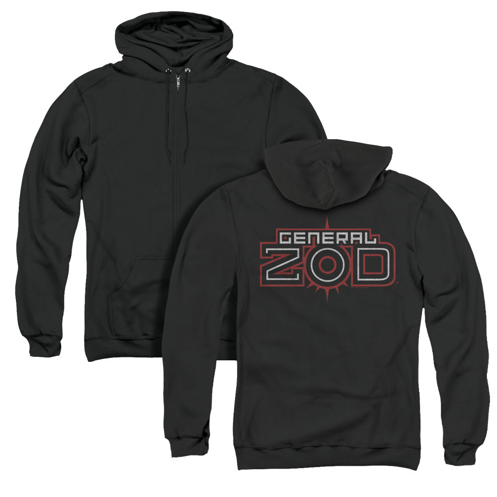 Superman Zod Logo Back Print Zipper Mens Hoodie Black