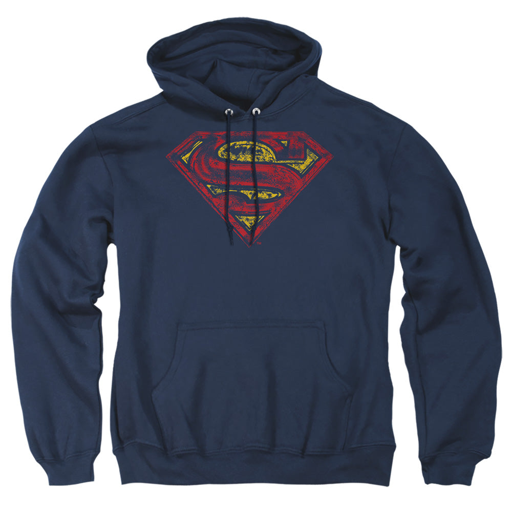 Superman S Shield Rough Mens Hoodie Navy