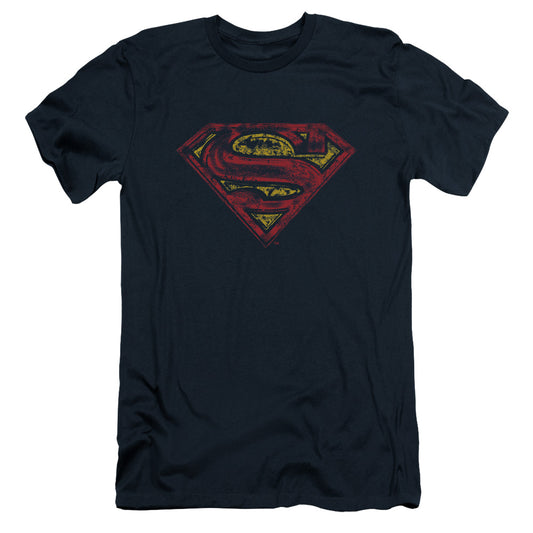 Superman S Shield Rough Slim Fit Mens T Shirt Navy