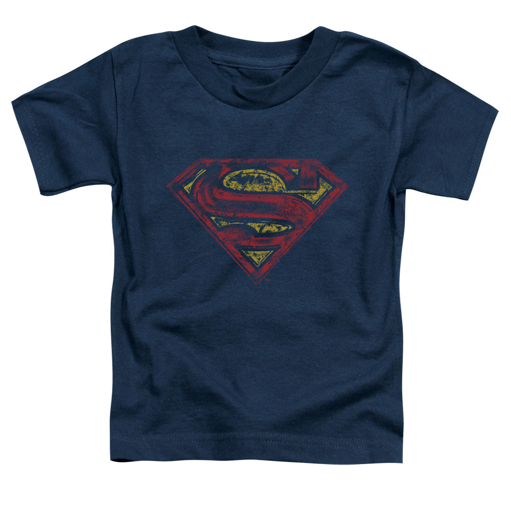 Superman S Shield Rough Toddler Kids Youth T Shirt Navy