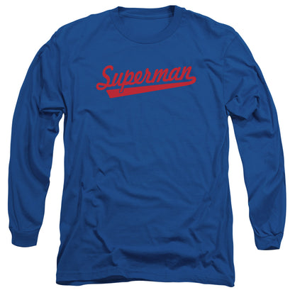 Superman S Tail Mens Long Sleeve Shirt Royal Blue