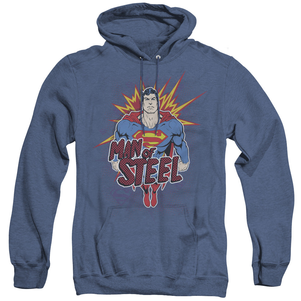 Superman Steel Pop Heather Mens Hoodie Royal Blue