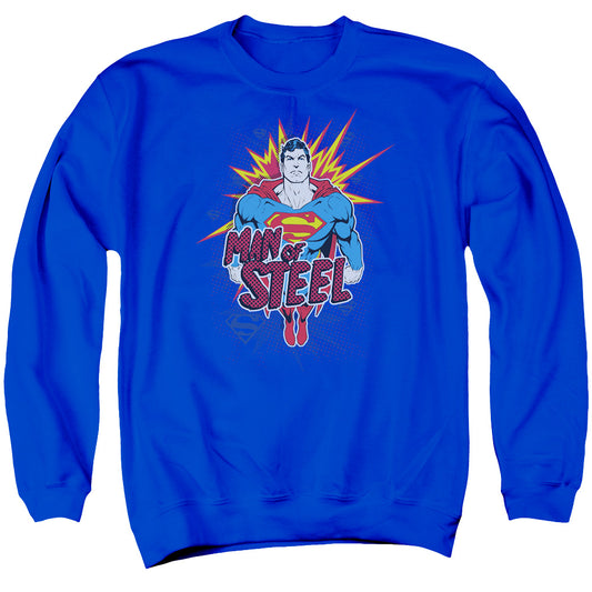 Superman Steel Pop Mens Crewneck Sweatshirt Royal Blue