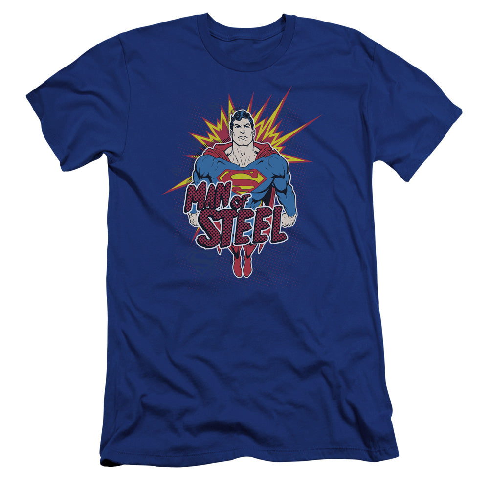 Superman Steel Pop Premium Bella Canvas Slim Fit Mens T Shirt Royal Blue