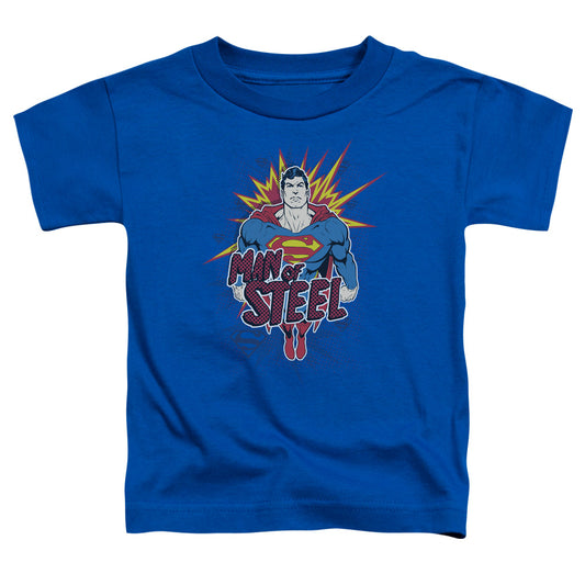 Superman Steel Pop Toddler Kids Youth T Shirt Royal Blue