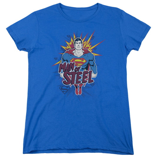 Superman Steel Pop Womens T Shirt Royal Blue