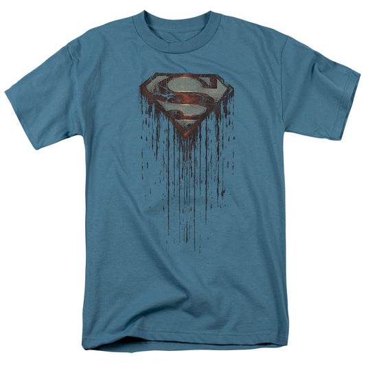 Superman Shield Drip Mens T Shirt Slate