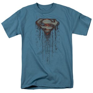 Superman Shield Drip Mens T Shirt Slate