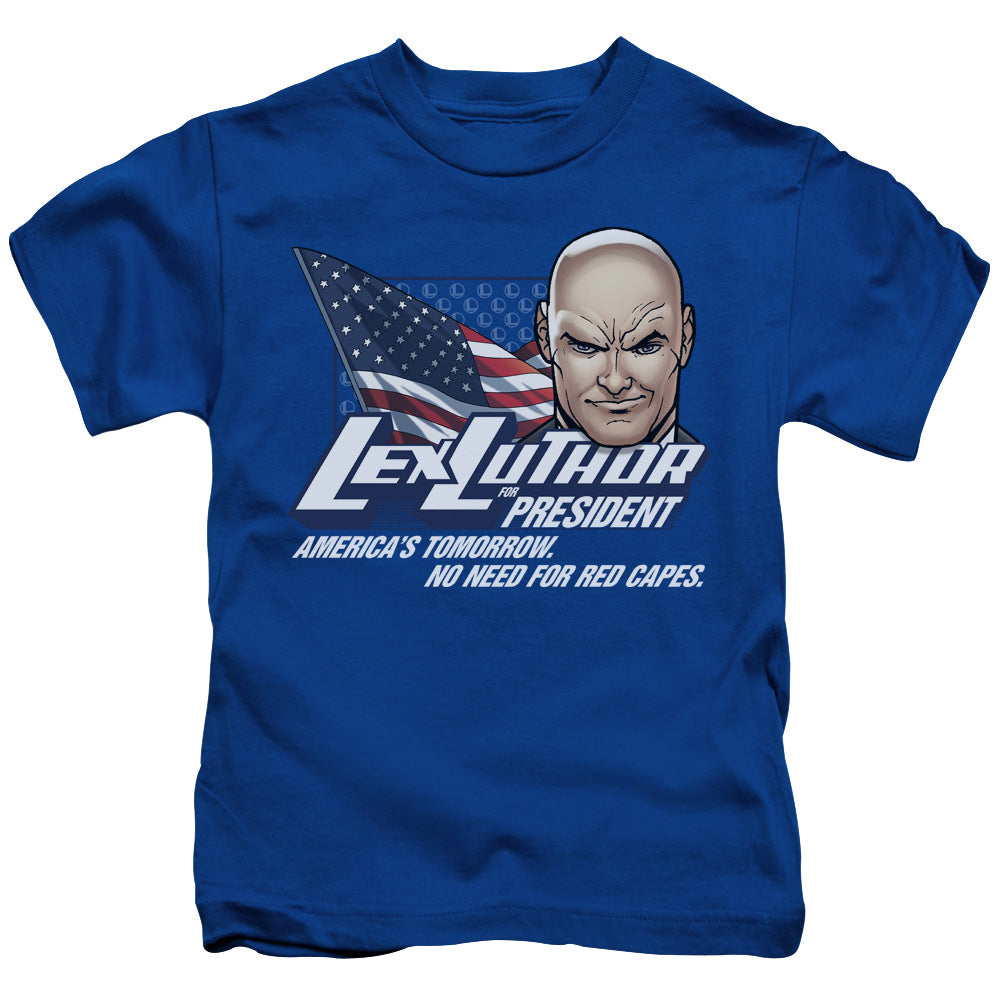 Superman Lex For President Juvenile Kids Youth T Shirt Royal Blue